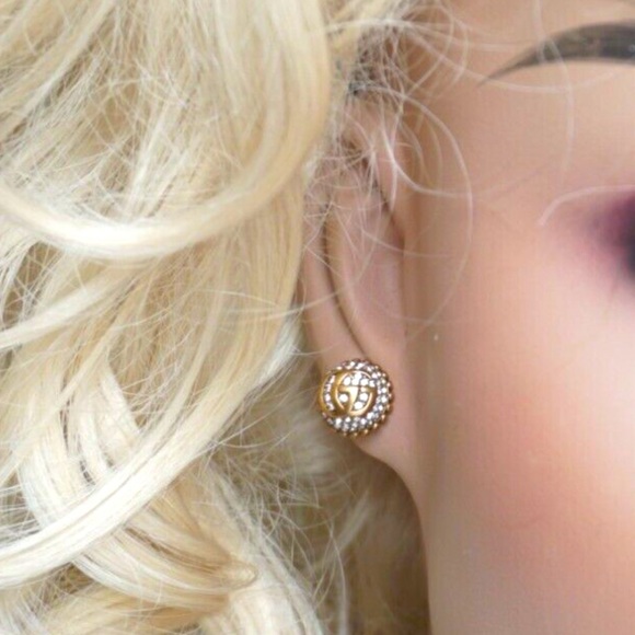 Gucci Gold Plated Crystal Studs - Picture 7 of 14